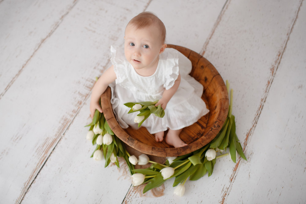 Fotoshooting 1. Geburtstag im Raum Soest, Paderborn, Bielefeld - Fotos von Kleinkindern im Studio von Viktoria Stelter Fotografie